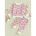 thumbnail image 2 of Liacowi Western Toddler Girls 2 Piece Outfit Cowboy Hat Print Long Sleeve Sweatshirt and Elastic Pants Set Baby Girls Fall Clothes 6M-4T, 2 of 9