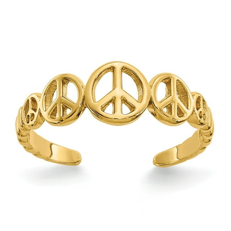 14k Gold Peace Sign Toe Ring