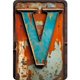 thumbnail image 1 of Placa Metal Vintage Letra V Pintura Hierro Rectangular Arte La Pared Barra 20x30cm, 1 of 9