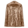 thumbnail image 6 of Herrnalise Women's Sequin Shiny Open Front Blazer Evening Party Sparkly Long Sleeve Slim Cardigan Coat Gold,XXXL, 6 of 7