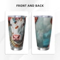 thumbnail image 3 of Fotbe Vintage Colorful Floral Cow Pattern 20 oz Tumbler Stainless Steel Vacuum Insulated Coffee Ice Cup Double Wall Travel Flask Leak-proof Coffee Cup-Straw Two-piece Set, 3 of 8