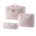thumbnail image 1 of Bolsa de maquillaje uekeboag acolchada de algodón con estampado floral, 3 unidades, 1 of 6