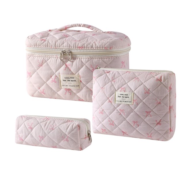 Bolsa de maquillaje uekeboag acolchada de algodón con estampado floral, 3 unidades