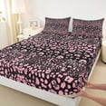 thumbnail image 3 of jejeloiu Chic Cheetah Print Queen Sheet Sets,Abstract Fulid Art Flat Sheet,Pink Black Queen Fitted Sheet For Men Women,Breathable Home Decor,4-Piece, 3 of 7