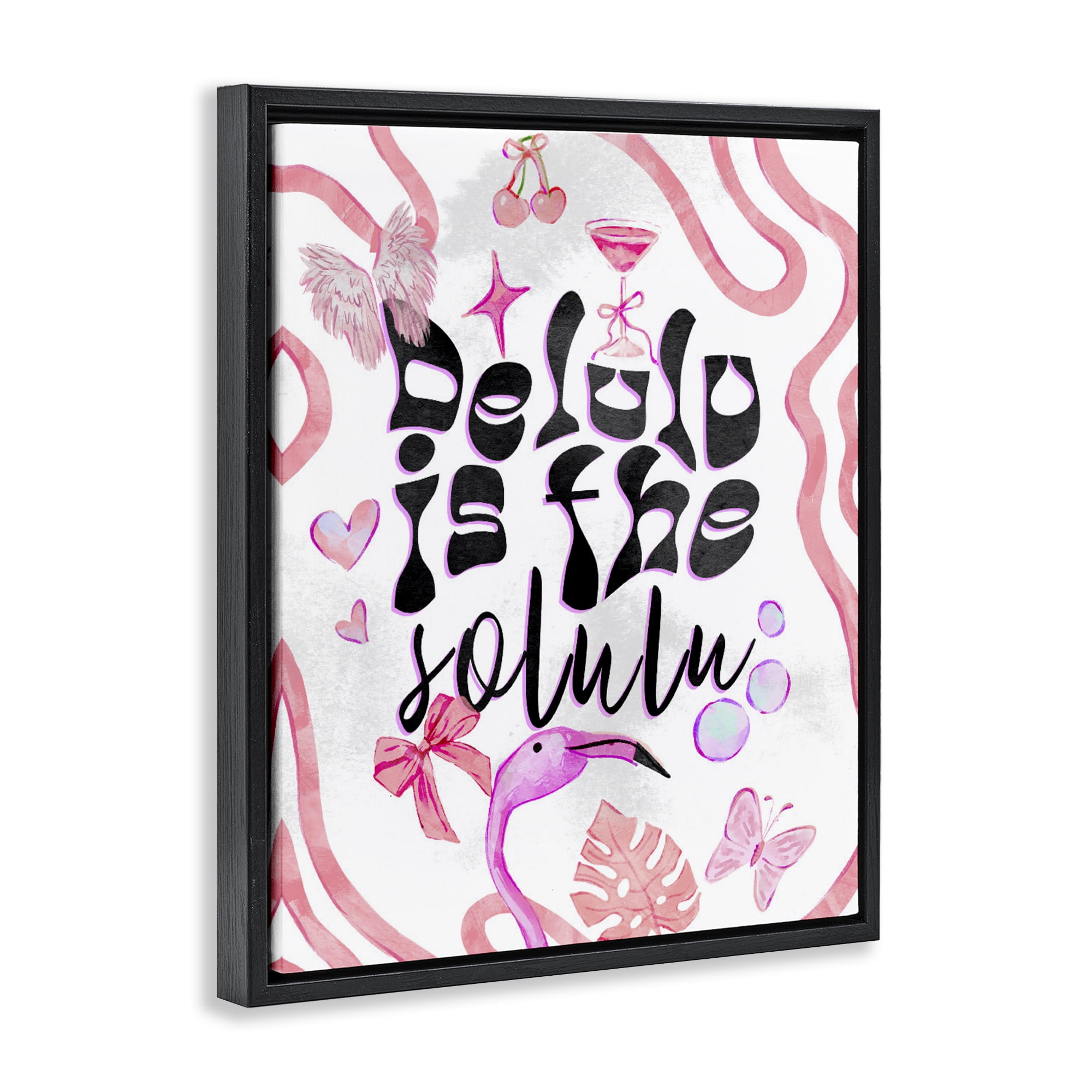 Stupell Industries Delulu Is The Solulu Black Framed Floater Canvas Wall Art, design by Ziwei Li
