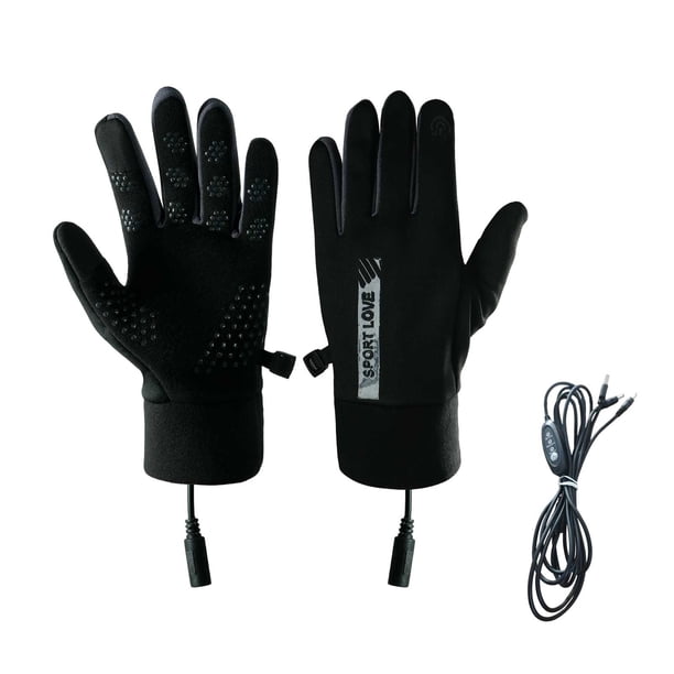Guantes calefactables USB con temperatura ajustable, de forro polar, para deportes de invierno al aire libre