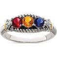 thumbnail image 2 of 14K/Silver Two-Tone Sterling Silver & 14K Three-Stone And Diamond Mother's Ring Semi-Mount (Size 5) Made In Thailand qmr26/3-5, 2 of 5