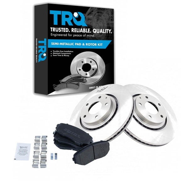 TRQ Front Brake Pad & Rotor Kit Brake Pads Brake Rotor Semi-Metallic Fits Select 2019 Mazda CX-5 2016-2018 CX-9