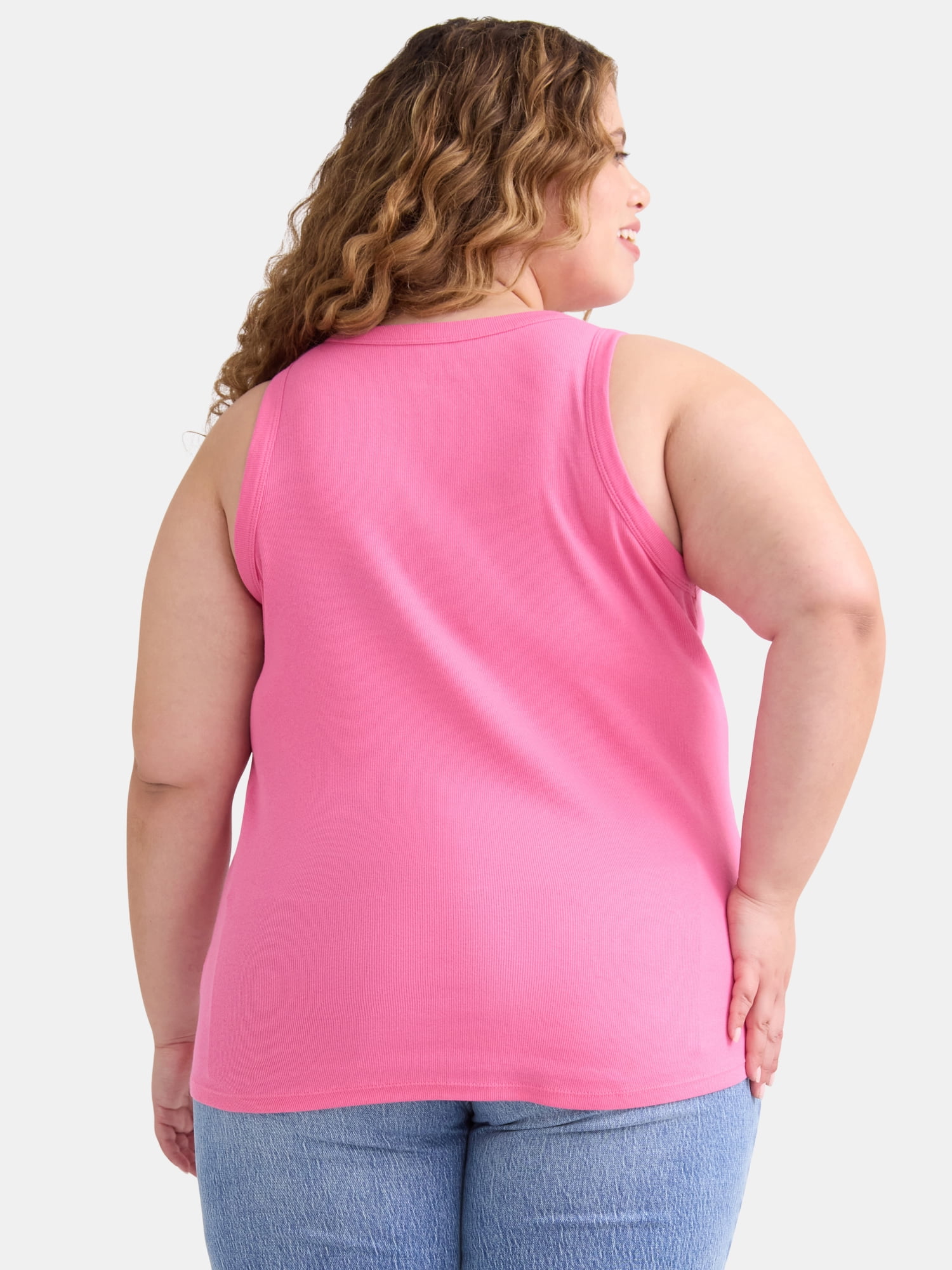 Terra & Sky Women's Plus Size High Neck Rib Tank Top, Sizes 0X-4X