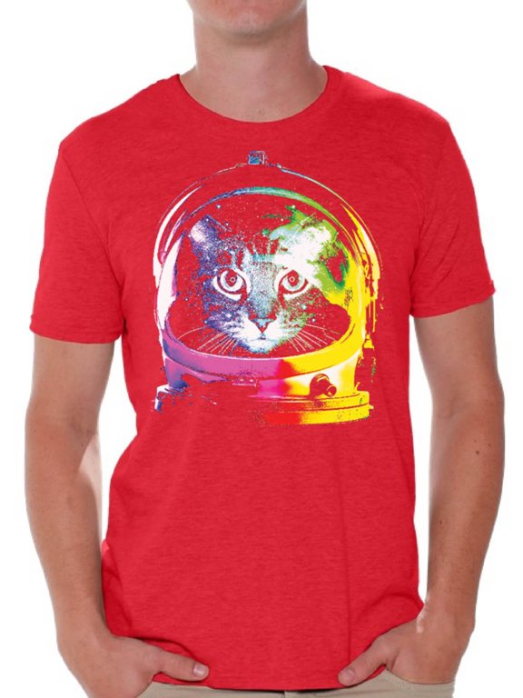 Cat T-Shirt Space Pet T Shirts for Men