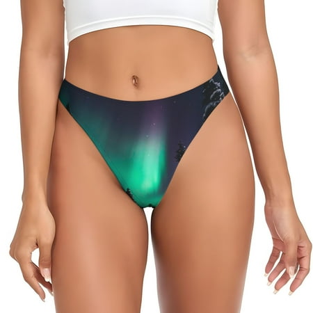 Adobk Northern Lights 2 Print Seamless Women Underwear Thongs No Show Ladies Thong No Line Breathable Comfortable Panties Undies for Women-Medium