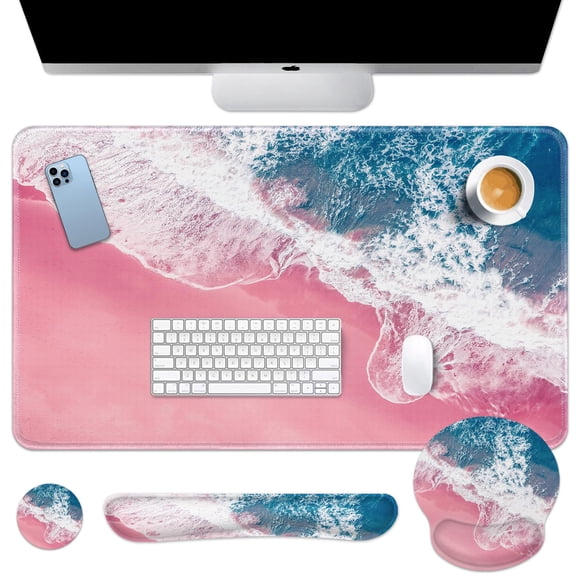 Juego de alfombrillas para teclado y ratón Britimes 4 en 1 ergonómicas, 90 x 40 cm