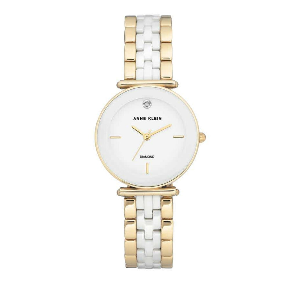 Anne Klein Anne Klein Diamond White Dial Ladies Watch 3158WTGB