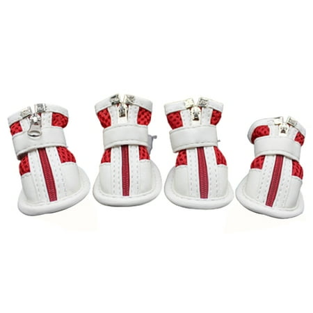 Skymirror Pet Puppy Teddy Mesh Zipper Sneakers Breathable Magic Tape Closure Cat Dog Shoes