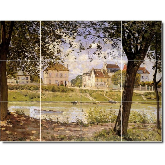 Ceramic Tile Mural-Alfred Sisley Country Painting 44. 17" w x 12.75" h using (12) 4.25 x 4.25 ceramic tiles