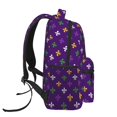 thumbnail image 3 of Hirioo Purple Mardi Gras Print Laptop Backpack Lightweight Casual Travel Daypack for College Workplace Travel, 3 of 5