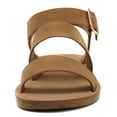 thumbnail image 3 of Soda Shoes Women Flat Sandals Buckle Ankle Double Band Straps Coming-S Brown Tan 8.5, 3 of 5