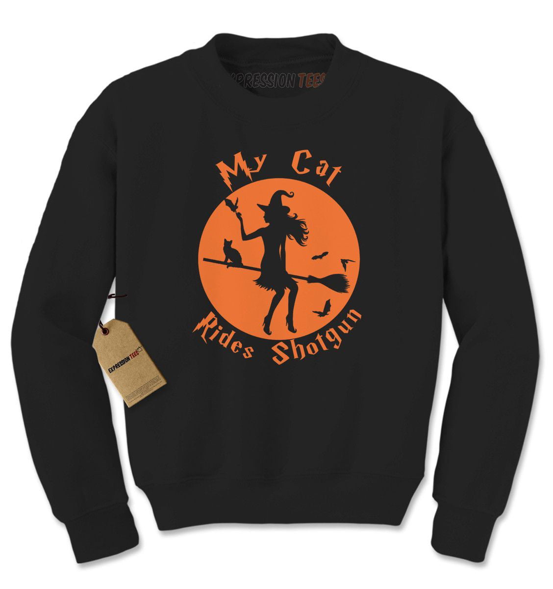 My Cat Rides Shotgun Witch on Broom  Youth-Sized Hoodie
