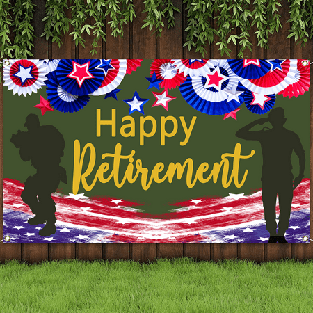4x6FT American Flag Patriotic Soldier Happy Retirement Backdrop
