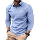 thumbnail image 1 of Blusa y camisa de manga larga con cuello vuelto para hombre, estilo casual, lisa, de manga larga, con cuello vuelto y botones, estilo jersey, para hombre, de poliéster, algodón y poliéster., 1 of 5