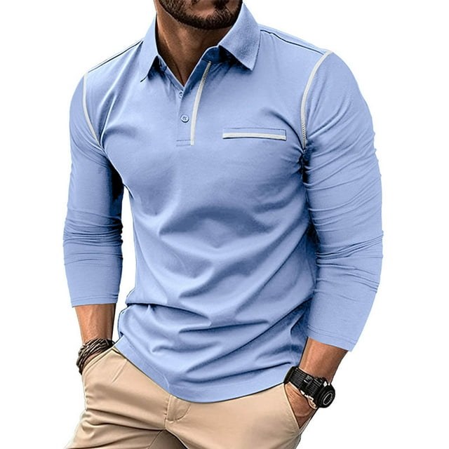 FAIWAD Men's Long Sleeve Shirts Casual Button Down Basic Golf Pullover Tops Lightweight Work Athletic T-Shirt