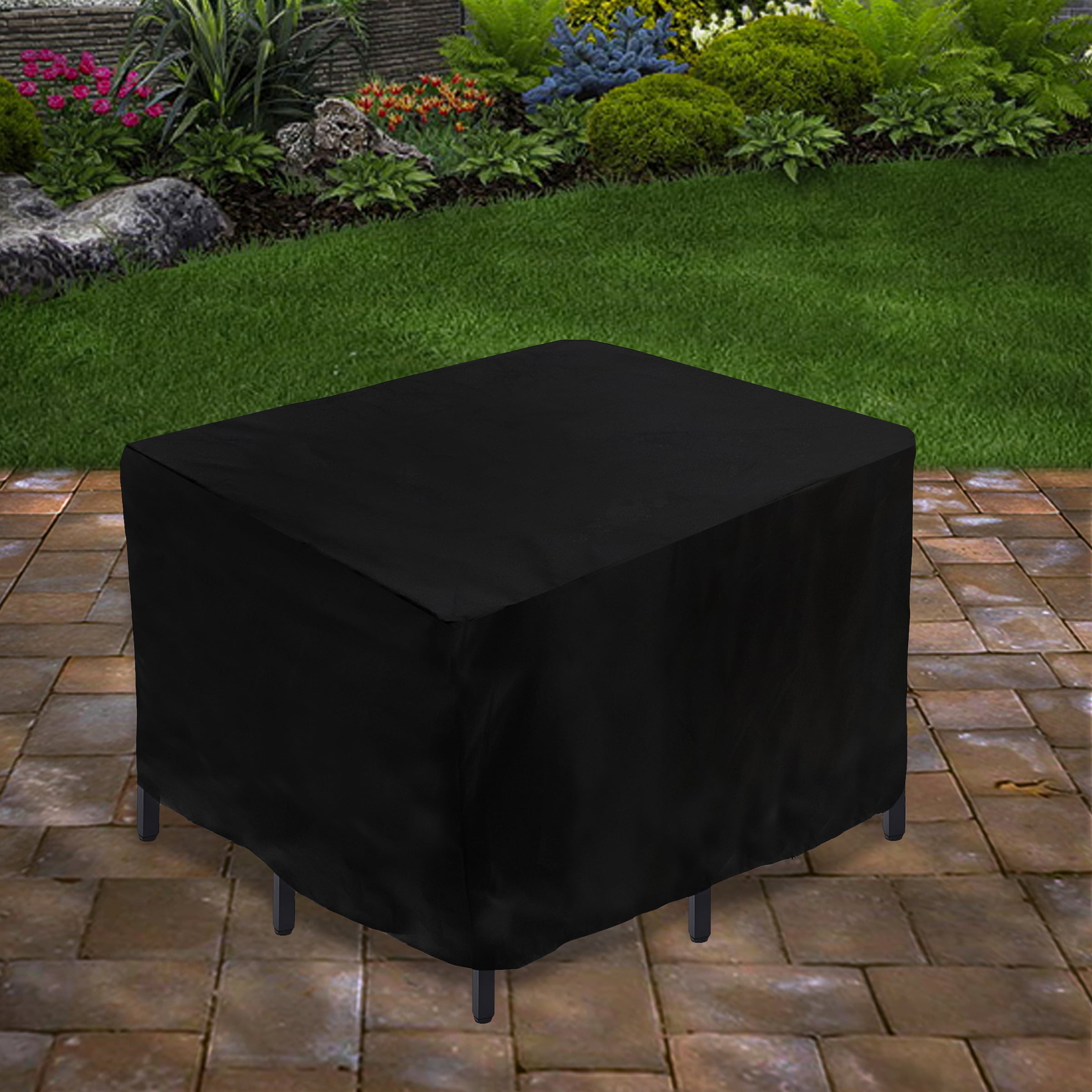 56" Black Patio Furniture Cover- Waterproof with Rope and Metal Buckles
