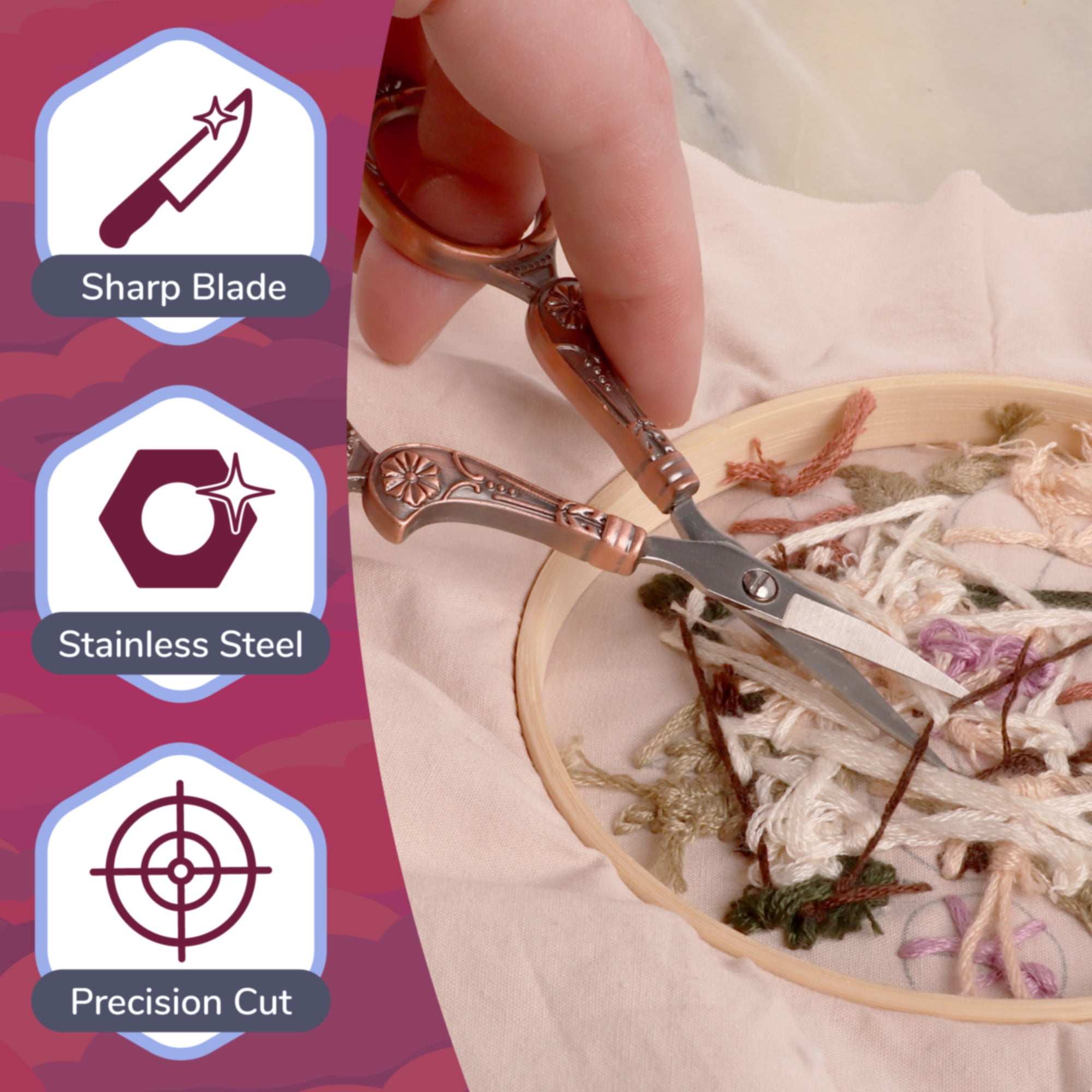 JubileeYarn Flourish Embroidery Scissors - Copper - 3 Scissors