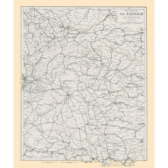 Historic Map - Poland Hungary Ukraine - Baedeker 1896 - 23 x 27.45 - Vintage Wall Art