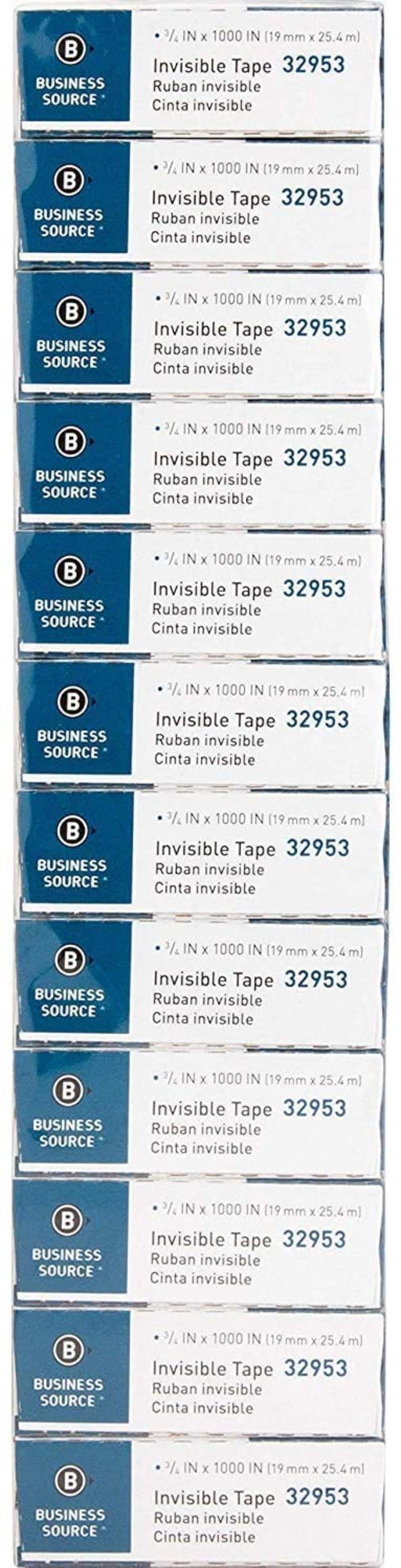 6 X Invisible Tape, 1 Core, 3/4x1000, 12/PK, Clear (BSN32953) By Brand Business Source