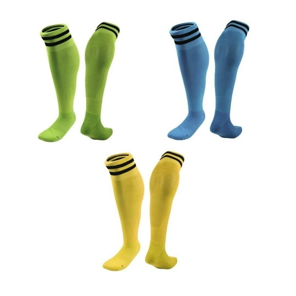Lian LifeStyle 3 Pairs Knee High Sports Socks for Soccer, Softball, Baseball, Soccer, and Many Other Sports XL002 Size XS Green,LightBlue,Yellow