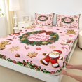 thumbnail image 3 of Homewish Boys Girls Gingerbread Man Santa Claus 4 Pieces Queen Sheet Sets,Happy Xmas Ultra Soft Flat Sheet,Merry Christmas Queen Fitted Sheet,Ultra Soft Home Decor, 3 of 7