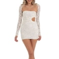 thumbnail image 1 of Lucakuins Conjunto de 2 piezas para mujer, minivestido ahuecado sin tirantes y sin espalda con traje de encaje de hombros, ropa de club Lucakuins  moda, 1 of 5