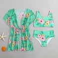 thumbnail image 2 of FINALGANG Girls 3 Piece Floral Print Swimsuit Set Kids Sleeveless Bikini Set With Short Sleeve Kimono Robe For Summer Beach Pool Holiday Wear Leisure Swimwear, 2 of 4