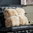 thumbnail image 4 of Cozy Bliss Faux Fur Throw Blanket for Couch, Fuzzy Soft Plush Thick Bubble Blanket for Sofa Bedroom Living Room, 50 * 60 Inches Beige, 4 of 18
