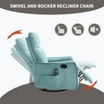 thumbnail image 5 of Massage Chairs Heat Massage Manual Recliner Chair with Rocker and Swivel in Fabric for Living Room, Blue-Green,Living Room Recliners, 5 of 19