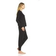 thumbnail image 4 of Womans Ultra Soft Double Brushed Stretch Sleepwear Nightwear Lounge Crew Neck Top and Pants Pajama Set Medium, Black, 4 of 7