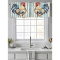 thumbnail image 4 of Vintage Rooster Curtain Valances for Windows, Striped Farmhouse Animals Watercolor Kitchen Valance Window Treatment, Light Filtering Block Curtains for Bathroom/Bedroom/Living Room 42'' x 12'', 4 of 9