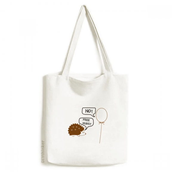 Hedgehog Balloon Puncture Request Tote Canvas Bag Shopping Satchel Casual Handbag