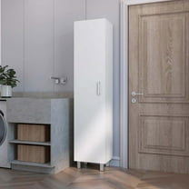 FM FURNITURE Clarno Tall Storage Cabinet, Single Door with Broom Hangers