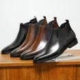 thumbnail image 4 of Botas Vintage para hombre, zapatos informales de cuero, Otoño Invierno, cabeza cuadrada, botas cortas clásicas hechas a mano para hombre, botas para exteriores 2024, 4 of 5