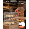 thumbnail image 4 of VEVOR Vitrina de Exhibición de Panadería 3 Niveles, Vitrina de Acrílica Transparente para Panadería 48,2 x 23,2 x 38 cm, con Puerta Abatible, Escaparate para Repostería, para Galletas, Postres, Donas, 4 of 9