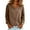 Light Brown, variant on Women's Plus Size V Neck Cotton Linen Shirts Long Sleeve Fashion Blouse Loose Fit Casual Solid Color Work Pullover Tops, Light Brown, Size 2XL