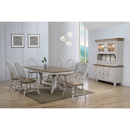 Sunset Trading Country Grove 8PC 96 Oval Extendable Wood Dining Set in Gray