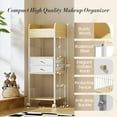 thumbnail image 3 of Makeup Organizer Cart with 2 Drawers, Rolling Bathroom Organizers and Storage- Versatile Skincare Perfume Storage Vanity Organizer, Natural Wood and White Iron, 3 of 9