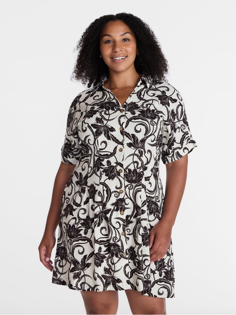walmart time and tru linen dress Time and Tru Women's Sleeveless Button Down Linen Blend Dress, Sizes XS-XXXL