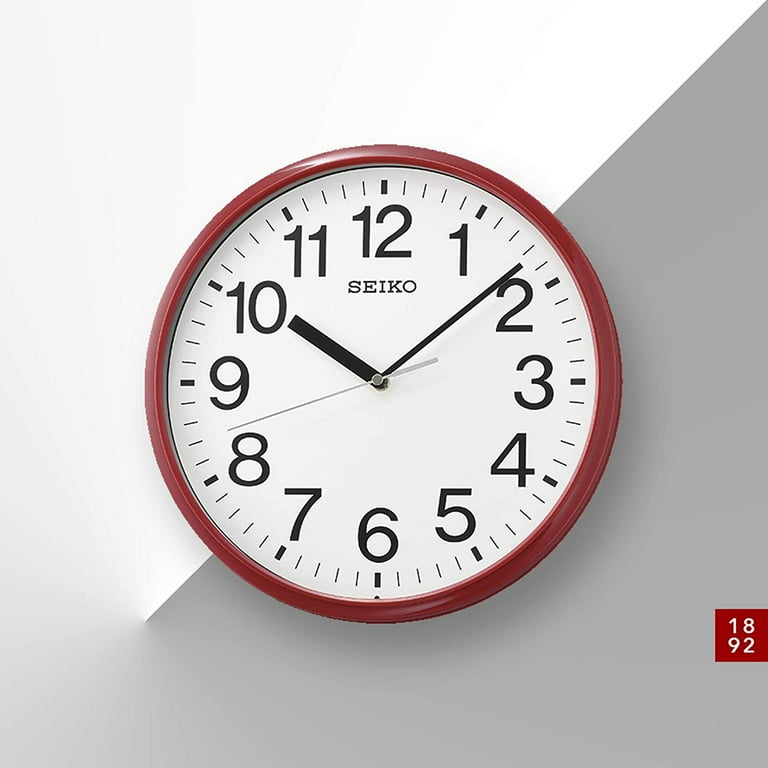 Seiko 12 in. Business Wall Clock, Red Analog Quartz
