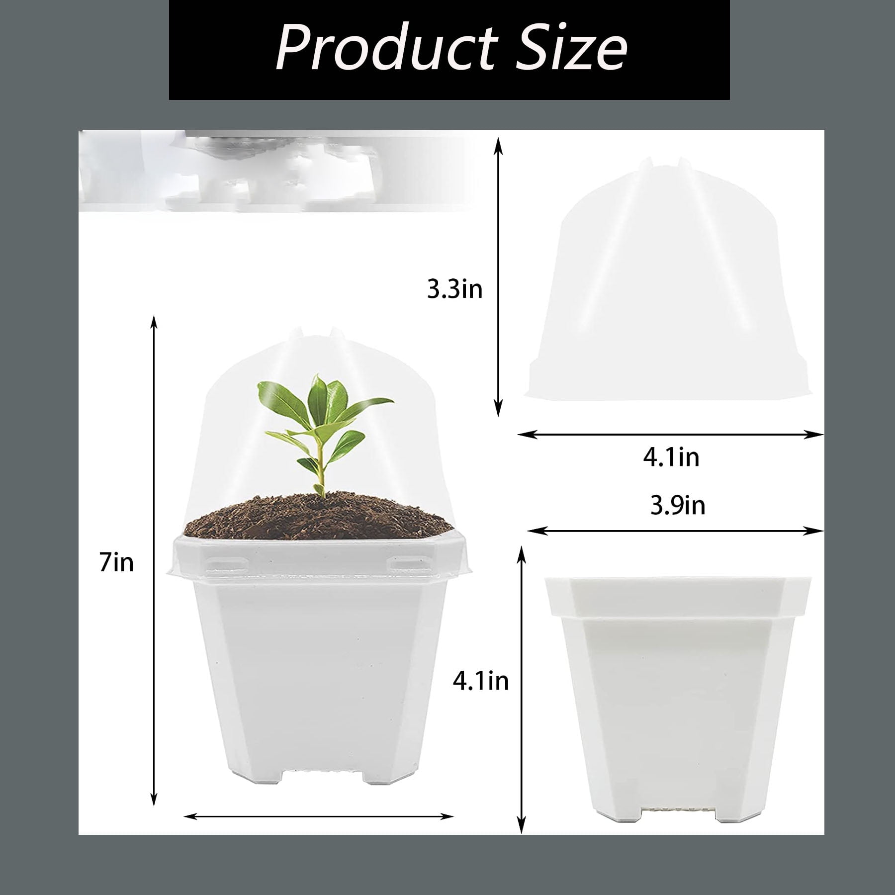 10PC Plant Nursery Pots with Humidity DomePlastic Gardening Pot Plant