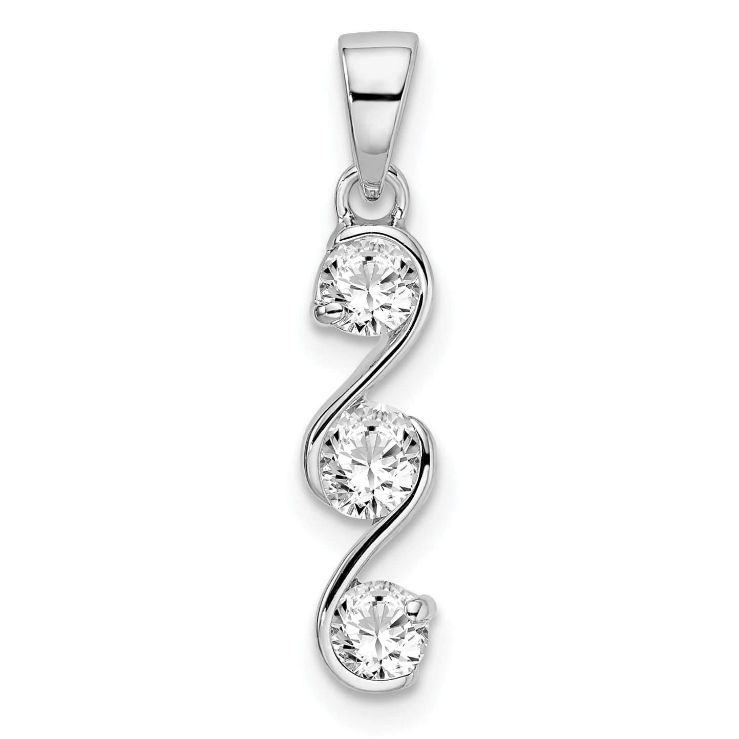 925 Sterling Silver 3-stone Cubic Zirconia Pendant