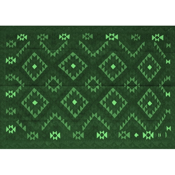 Ahgly Company Indoor Rectangle Southwestern Emerald Green Country Area Rugs, 8' x 12'