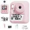 Seckton Dual-Lens Instant Print Camera for Kids, 1080P Digital Camera with 1300mAh Battery, Creative Birthday Gifts for Girls Age 3-12 Pink
